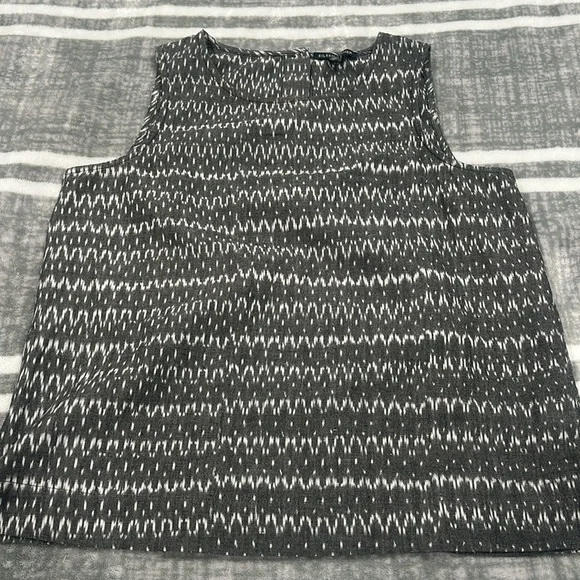 Eileen Fisher Charcoal and White Patterned Tank Top - Picture 3 of 7